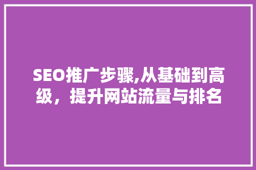 SEO推广步骤,从基础到高级，提升网站流量与排名