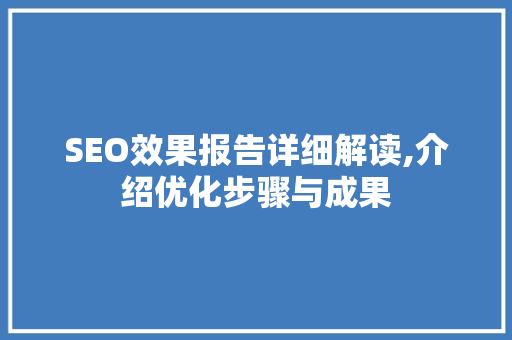 SEO效果报告详细解读,介绍优化步骤与成果
