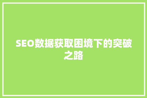 SEO数据获取困境下的突破之路