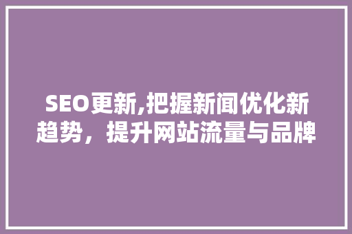 SEO更新,把握新闻优化新趋势，提升网站流量与品牌影响力