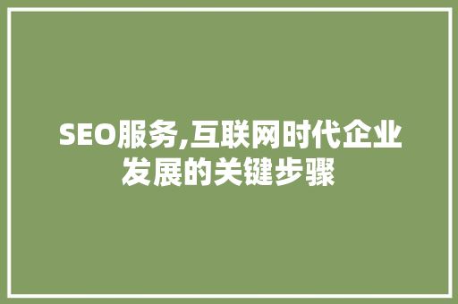 SEO服务,互联网时代企业发展的关键步骤
