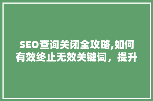 SEO查询关闭全攻略,如何有效终止无效关键词，提升网站排名