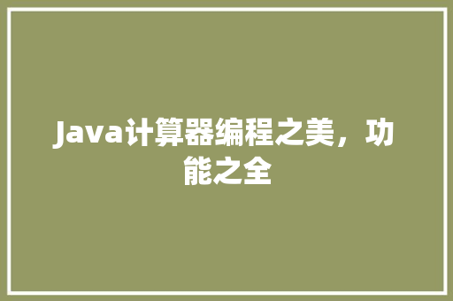 Java计算器编程之美，功能之全