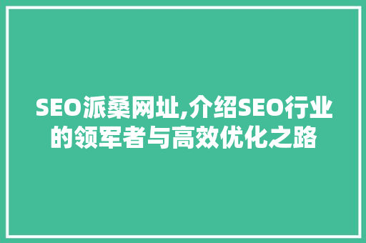 SEO派桑网址,介绍SEO行业的领军者与高效优化之路