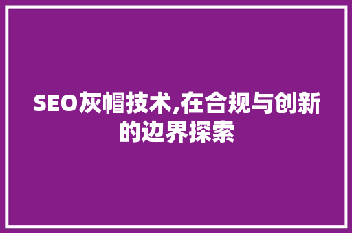 SEO灰帽技术,在合规与创新的边界探索