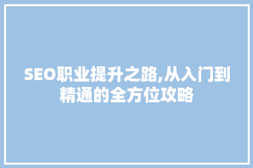 SEO职业提升之路,从入门到精通的全方位攻略