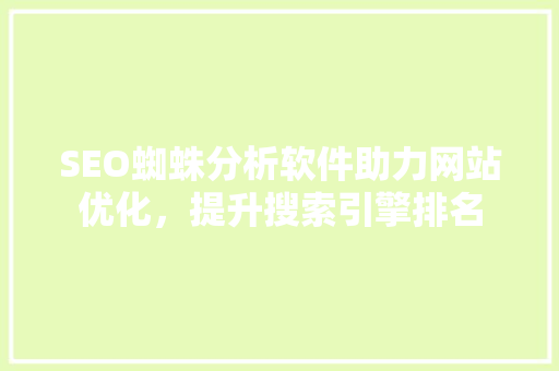 SEO蜘蛛分析软件助力网站优化，提升搜索引擎排名