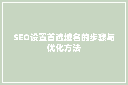 SEO设置首选域名的步骤与优化方法