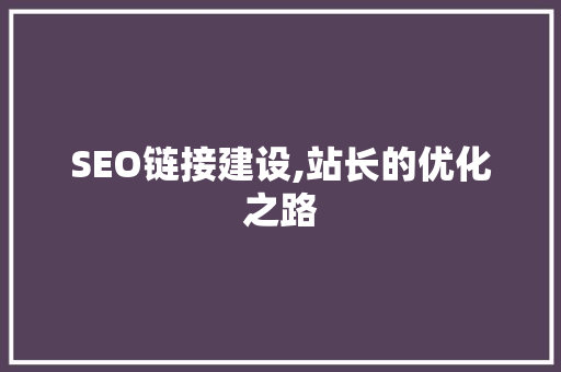 SEO链接建设,站长的优化之路