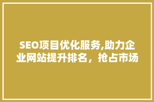 SEO项目优化服务,助力企业网站提升排名，抢占市场先机
