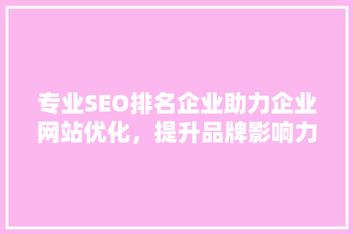 专业SEO排名企业助力企业网站优化，提升品牌影响力