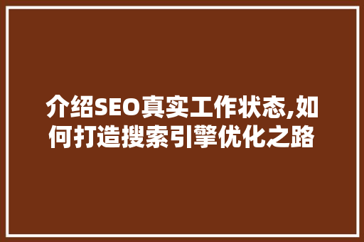 介绍SEO真实工作状态,如何打造搜索引擎优化之路