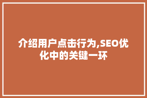 介绍用户点击行为,SEO优化中的关键一环
