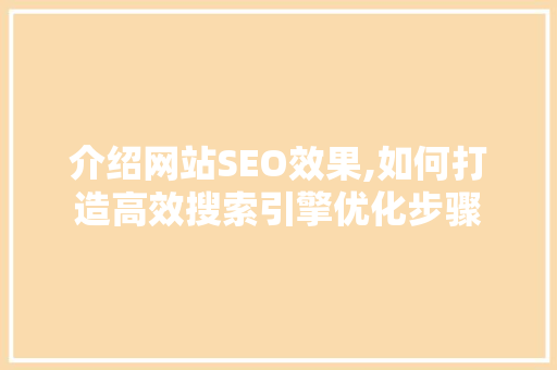 介绍网站SEO效果,如何打造高效搜索引擎优化步骤