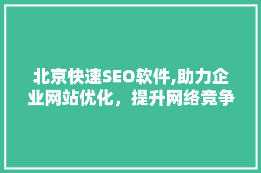 北京快速SEO软件,助力企业网站优化，提升网络竞争力