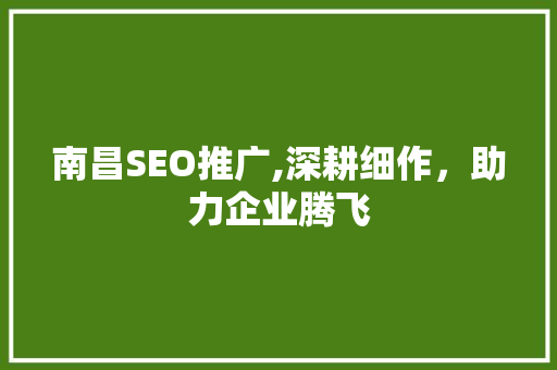南昌SEO推广,深耕细作，助力企业腾飞