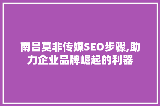 南昌莫非传媒SEO步骤,助力企业品牌崛起的利器