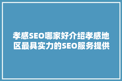 孝感SEO哪家好介绍孝感地区最具实力的SEO服务提供商