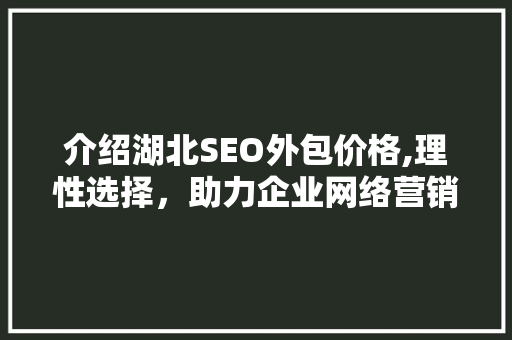 介绍湖北SEO外包价格,理性选择，助力企业网络营销