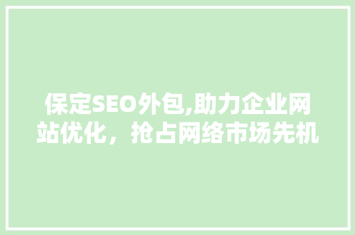 保定SEO外包,助力企业网站优化，抢占网络市场先机