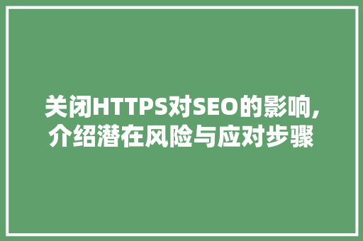 关闭HTTPS对SEO的影响,介绍潜在风险与应对步骤