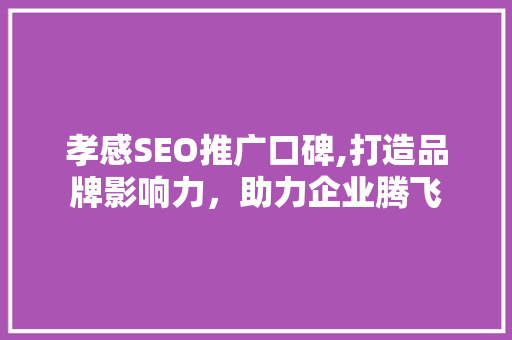 孝感SEO推广口碑,打造品牌影响力，助力企业腾飞