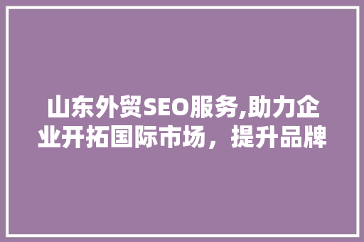 山东外贸SEO服务,助力企业开拓国际市场，提升品牌影响力