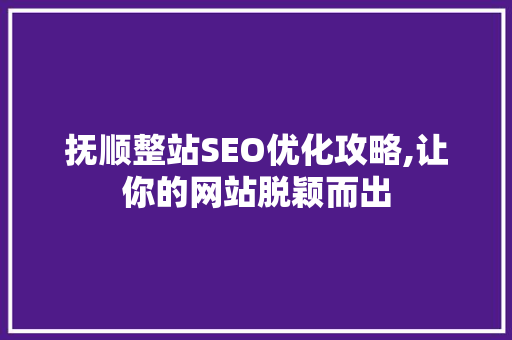 抚顺整站SEO优化攻略,让你的网站脱颖而出