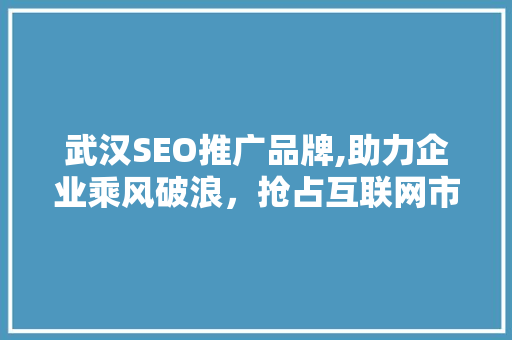 武汉SEO推广品牌,助力企业乘风破浪，抢占互联网市场先机