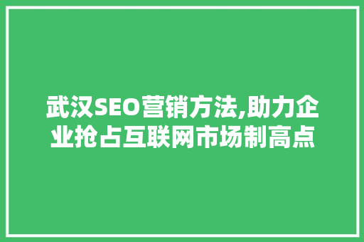 武汉SEO营销方法,助力企业抢占互联网市场制高点  第1张