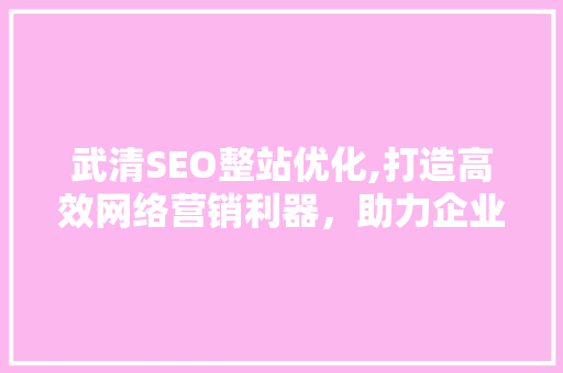 武清SEO整站优化,打造高效网络营销利器，助力企业腾飞