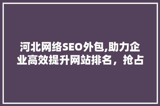 河北网络SEO外包,助力企业高效提升网站排名，抢占互联网市场先机