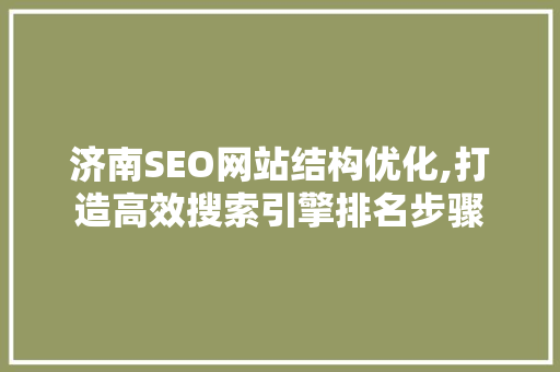 济南SEO网站结构优化,打造高效搜索引擎排名步骤