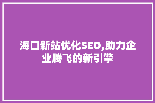 海口新站优化SEO,助力企业腾飞的新引擎