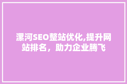漯河SEO整站优化,提升网站排名，助力企业腾飞