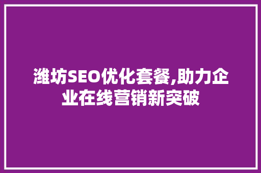 潍坊SEO优化套餐,助力企业在线营销新突破