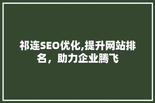 祁连SEO优化,提升网站排名，助力企业腾飞