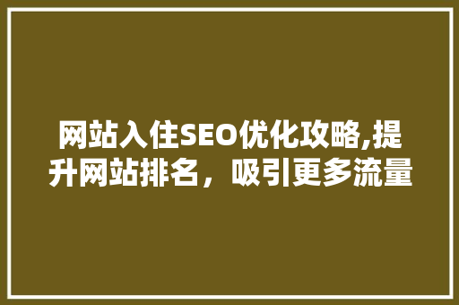 网站入住SEO优化攻略,提升网站排名，吸引更多流量