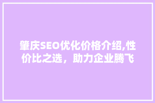 肇庆SEO优化价格介绍,性价比之选，助力企业腾飞