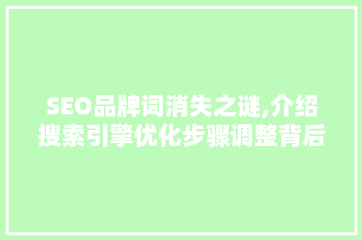 SEO品牌词消失之谜,介绍搜索引擎优化步骤调整背后的真相
