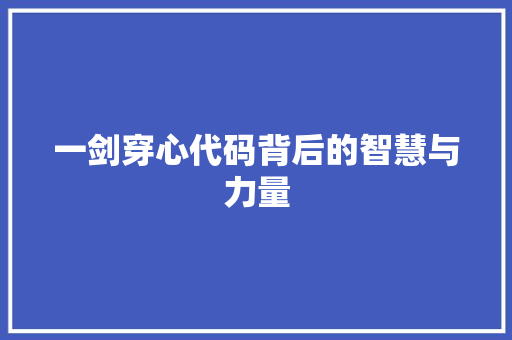 一剑穿心代码背后的智慧与力量