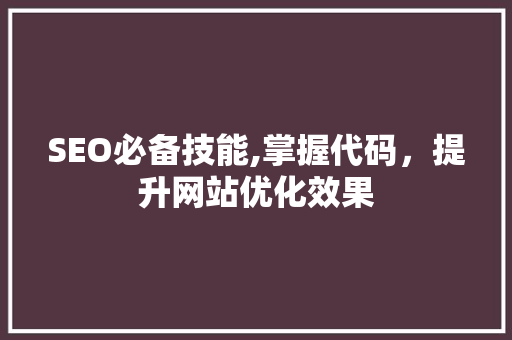 SEO必备技能,掌握代码，提升网站优化效果