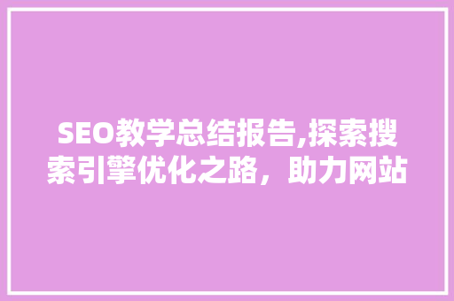 SEO教学总结报告,探索搜索引擎优化之路，助力网站提升排名