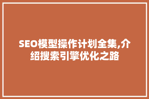 SEO模型操作计划全集,介绍搜索引擎优化之路