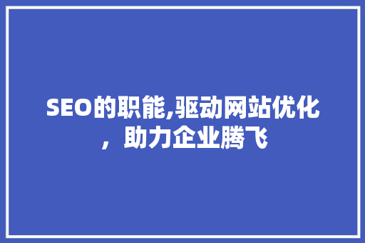 SEO的职能,驱动网站优化，助力企业腾飞
