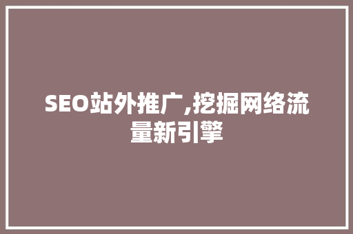 SEO站外推广,挖掘网络流量新引擎