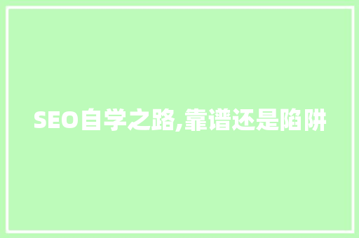 SEO自学之路,靠谱还是陷阱