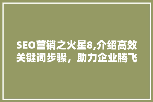 SEO营销之火星8,介绍高效关键词步骤，助力企业腾飞