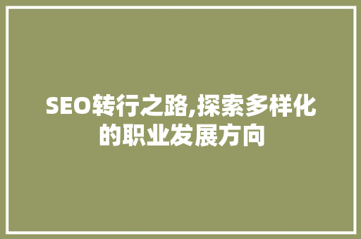 SEO转行之路,探索多样化的职业发展方向