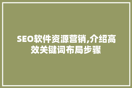 SEO软件资源营销,介绍高效关键词布局步骤